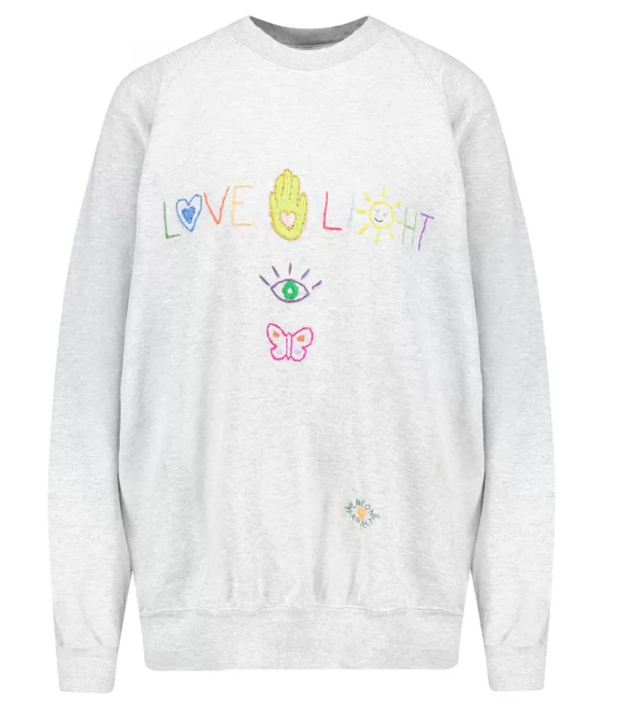 Femme We Are One Project Sweat-Shirt Vintage Brode Love Light Gris