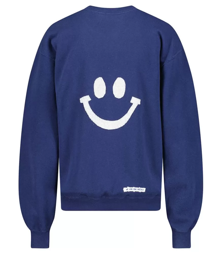 Femme We Are One Project Sweat-Shirt Vintage Smile Joy X Jane De Boy Bleu