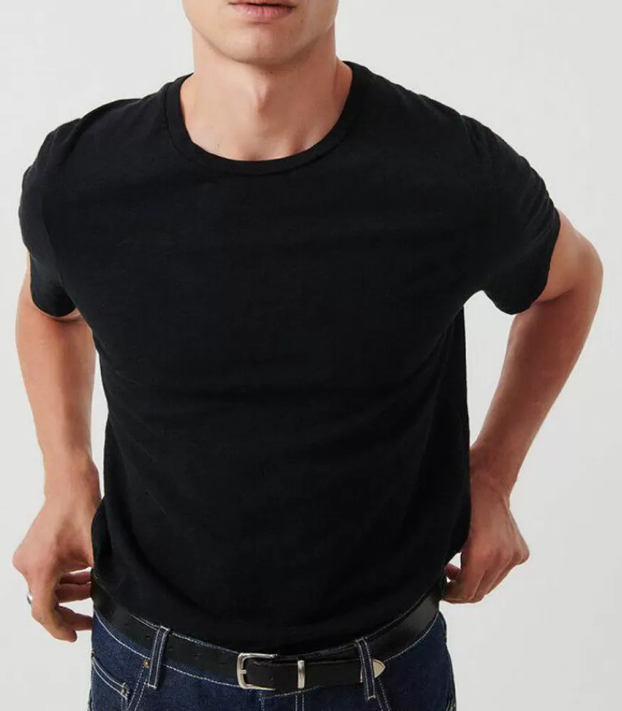 Homme American Vintage Tee-Shirt A Manches Courtes Et Col Rond Homme Bysapick Noir