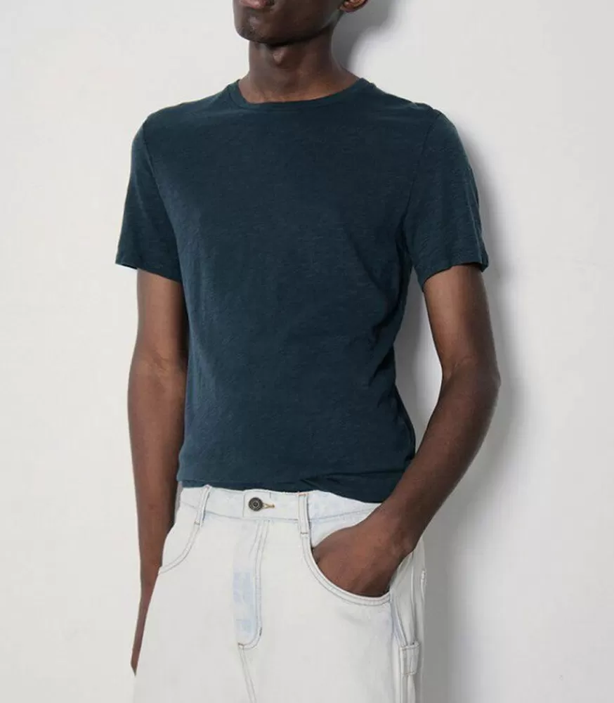 Homme American Vintage Tee-Shirt A Manches Courtes Et Col Rond Homme Bysapick Petrole