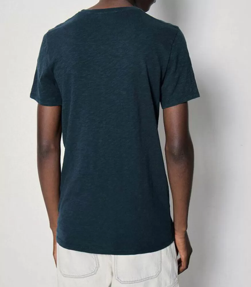 Homme American Vintage Tee-Shirt A Manches Courtes Et Col Rond Homme Bysapick Petrole