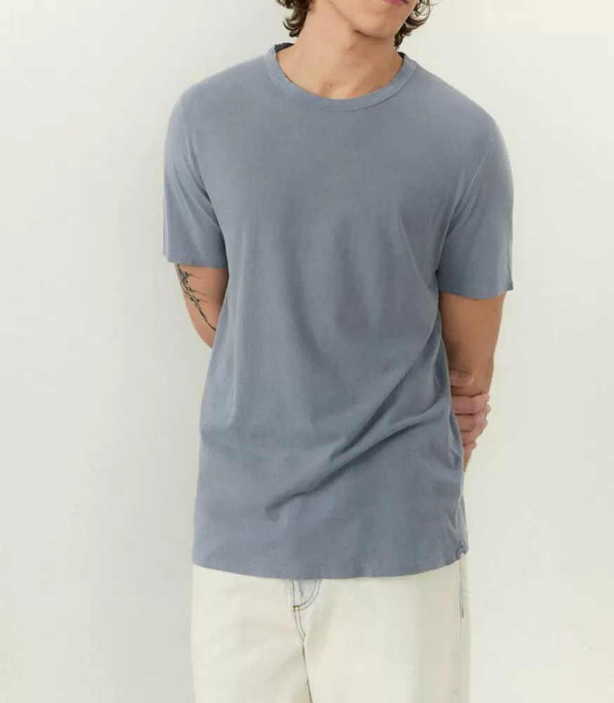 Homme American Vintage Tee-Shirt A Manches Courtes Homme Devon Bleu Gris Vintage