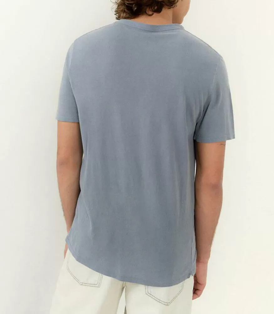 Homme American Vintage Tee-Shirt A Manches Courtes Homme Devon Bleu Gris Vintage