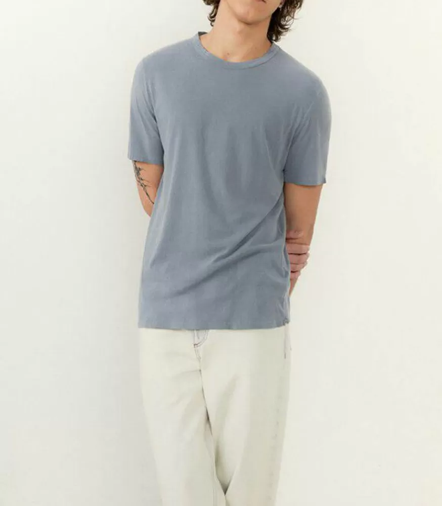 Homme American Vintage Tee-Shirt A Manches Courtes Homme Devon Bleu Gris Vintage