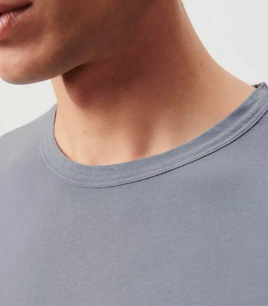 Homme American Vintage Tee-Shirt Manches Courtes Homme Devon Bleu Gris Vintage
