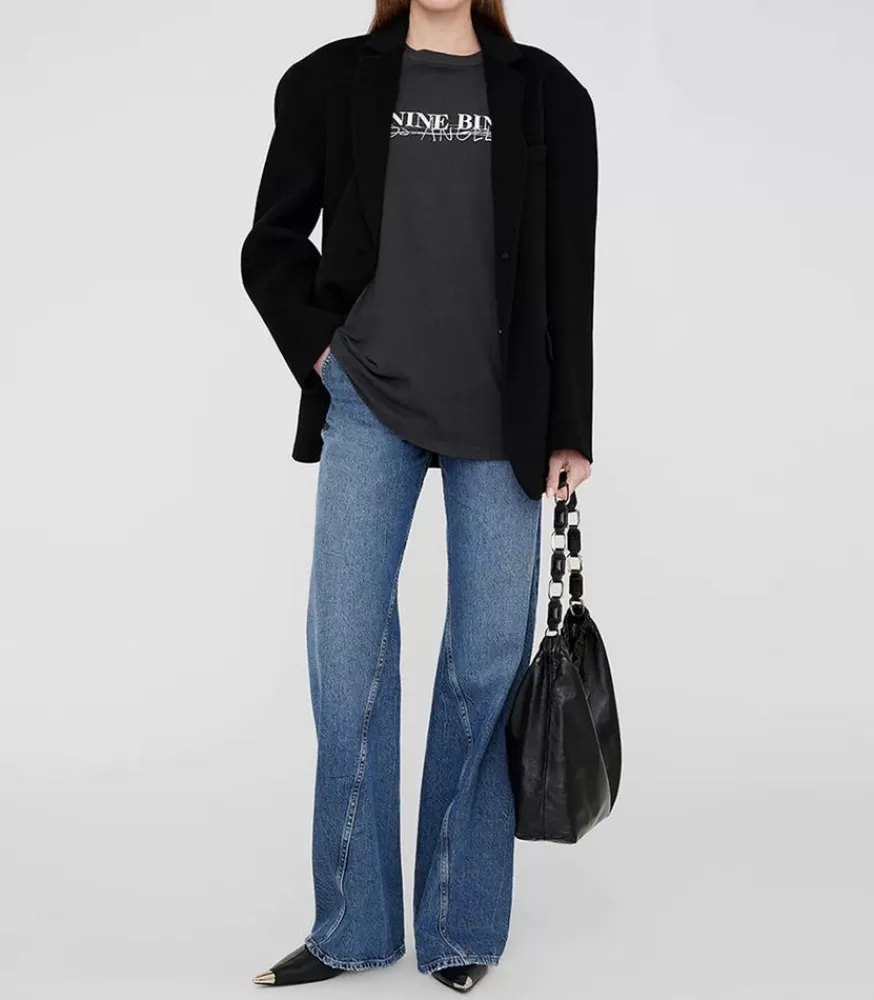 Femme Anine Bing Tee-Shirt Walker Doodle Vintage Black